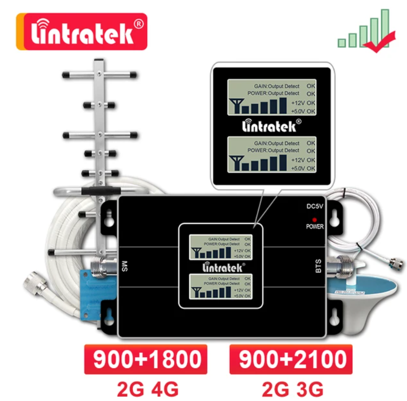 Репітер Lintratek KW17L-GD підсилювач сигналу GSM та 4G (900 та 1800 МГц) LTE