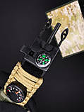 Тактичний годинник Patriot 005 Тризуб срібло Чорний Паракордовий ремінець Desert Camo + Коробка, фото 2
