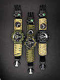 Годинник наручний Patriot 005 Тризуб золото Army Green Паракордовий ремінець Khaki + Коробка., фото 4