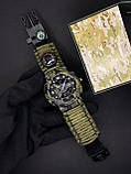 Годинник наручний Patriot 005 Тризуб золото Army Green Паракордовий ремінець Khaki + Коробка., фото 7