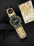 Годинник наручний Patriot 005 Тризуб золото Army Green Паракордовий ремінець Khaki + Коробка., фото 6
