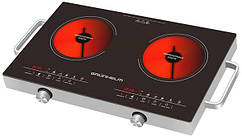 Плита інфрачервона двоконфорочна Grunhelm GIR-201 3200 Вт Сенсорне керування, Захист від перегріву, Таймер