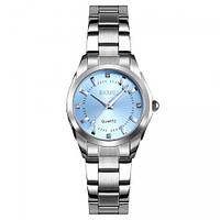 Наручные часы серебристый ремешок кварцевый с голубым циферблатом Skmei 1620SIBU Silver-Blue