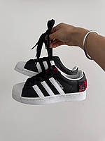 Жіночі кросівки ADIDAS SUPERSTAR THE ORIGINALS BLACK/WHITE/RED premium адідас суперстар шкіряні чорні