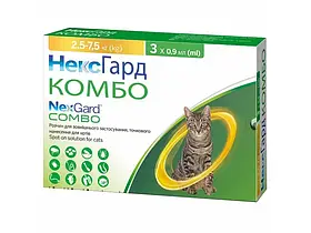 NexGard Combo (Нексгард Комбо) спот-он краплі від бліх, кліщів та гельмінтів для кішок L (2,5 - 7.5 кг), 1 пипетка