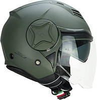 Мотоциклетний шолом Jet з подвійним козирком CGM 169A ILLI Mono Зелений Матовий