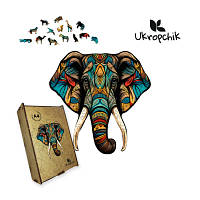 Пазл Ukropchik деревянный тропический слон size - M в коробке с набором-рамкой Tropical Elephant A4 d