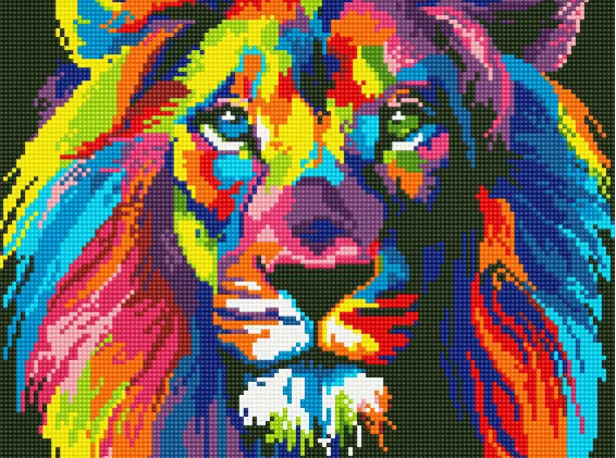 Алмазна мозаїка, Райдужний лев (EJ1232) 30 х 40 см (На підрамнику), фото 1