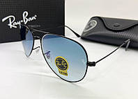 Солнцезащитные очки Ray Ban RB3025 Aviator стеклянные авиаторы просветляющие черно-синие градиентные линзы дым