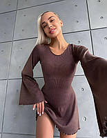 Нежное платье с открытой спинкой шоколад MK 77