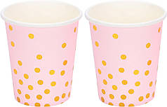 Стакан паперовий 02 - Рожевий з золотим горошком (10 шт)