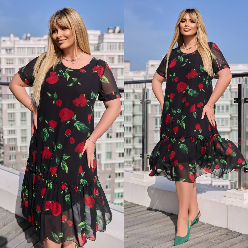 Батальна шифонова сукня, фото 1