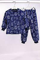 Пушистая детская пижама для мальчика Котики 92-98, Синий