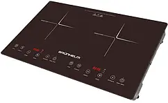 Індукційна плита двоконфорочна Grunhelm GI-2021 3200 Вт Сенсорне керування Захист від перегріву Таймер