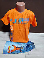 Літній підлітковий костюм для хлопчика підлітка Наруто на 7-11 років помаранчевий футболки та шорти
