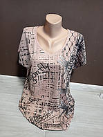 Женская футболка туника БАТАЛ Дача Комфорт 50-58 размеры пудра красная
