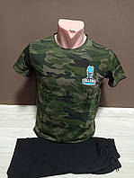Летний подростковый костюм для мальчика подростка Камуфляж футболка и шорты 6-16 лет