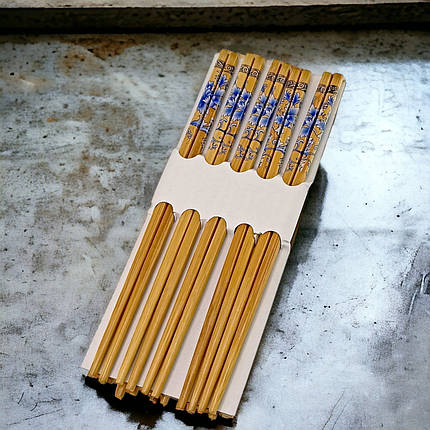 Набір китайських паличок з бамбука для їжі 10 пар із малюнком 24,5х9х1,5, фото 2