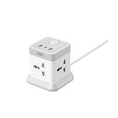 Мережевий подовжувач XO WL20 20W Square Socket 4AC + USB-A + 1USB-C PD/QC 2m Колір Білий