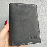 БРАК! УЦІНКА! Чоловіче шкіряне портмоне Handycover N4-CHM темно-сіре вертикальне без застібки