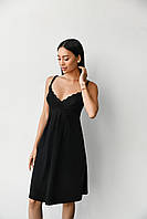 Нічна сорочка для вагітних і годуючих мам Мамин Дім Чорний Ночнушка для вагітних і годуючих мам