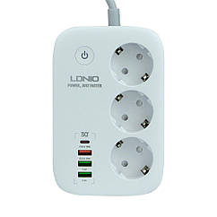 Мережевий подовжувач LDNIO SEW3452 3 ports / PD / 3USB / 1 QC 3.0 / 1 Type-C / WiFi Колір Білий