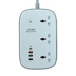 Мережевий подовжувач LDNIO SCW3451 3 ports / PD / 3USB / 1 QC 3.0 / 1 Type-C / WiFi Колір Білий
