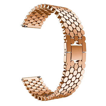 Ремінець металевий для годинника 20 мм Bead design Type R Rose gold