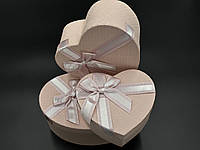 Коробка подарочная "Сердце". Цвет розовый. 21х9см. 3шт/комплект.