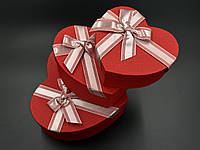 Коробка подарочная "Сердце". Цвет красный. 21х9см. 3шт/комплект.