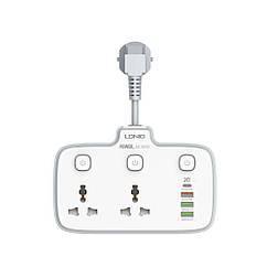 Мережевий подовжувач LDNIO SC2413 2 universal ports /1 PD/1 QC / 2 auto ID Колір Білий