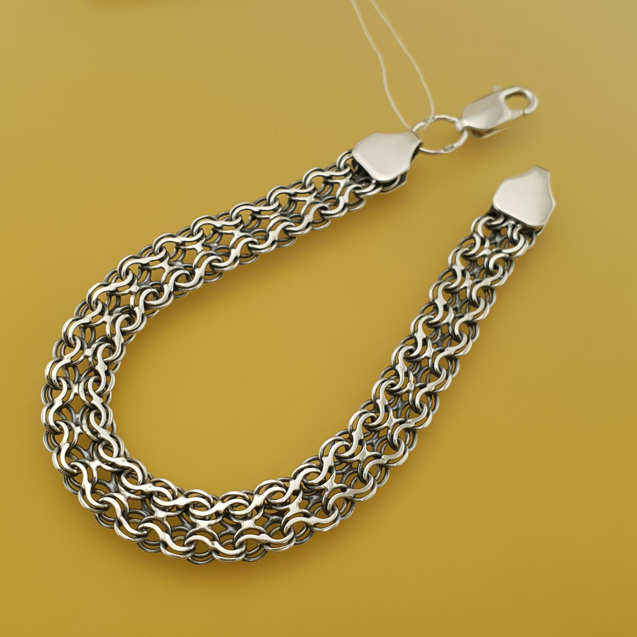 Срібний браслет чоловічий широкий подвійний струмок. Ширина 8 мм. Довжина 23,5 см, фото 1