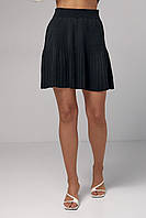 Вязаная юбка с имитацией плиссировки - черный цвет, L (есть размеры)