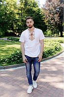 Мужская белая рубашка с вышивкой "Золото" Украина УкраинаТД 42-54 размер