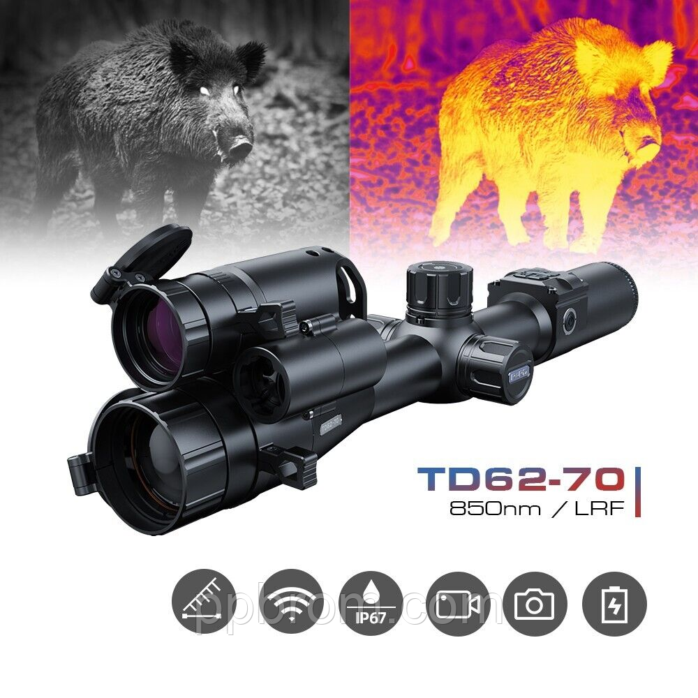 Тепловізійний мультиспектральний приціл Pard TD62-70 640х512, 2600 м, 45 мм, NETD <25 мК, далекомір