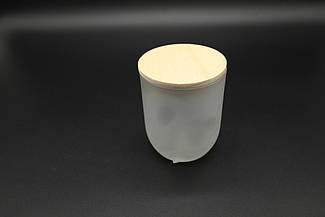 Скляна банка для свічок із дерев'яною кришкою 86х67мм