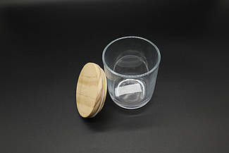 Скляна банка для свічок із дерев'яною кришкою 98х82мм