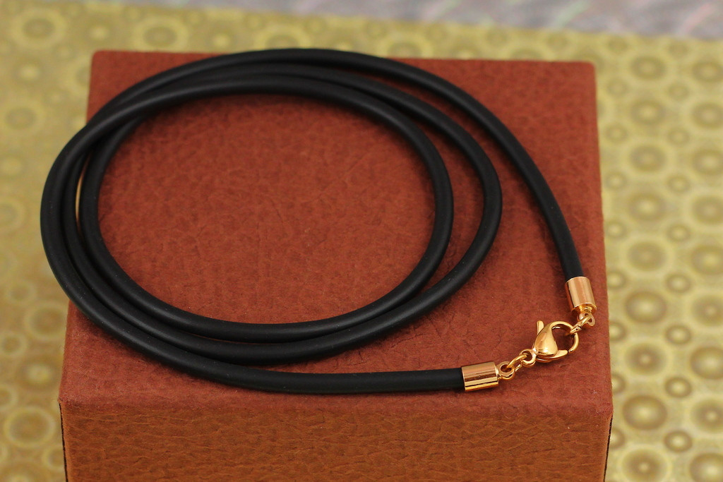 Шнурок каучук 55см 3мм з застібкою з медичного золота Xuping Jewelry чорний
