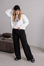 Жіночі спортивні штани з високою посадкою з двонитки батал, фото 2