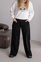 Жіночі спортивні штани з високою посадкою з двонитки батал, фото 3