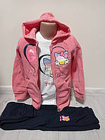 Детский утепленный спортивный костюм "Hello Kitty" для девочки Венгрия 2-5 лет кофта с лонгсливом и штанами