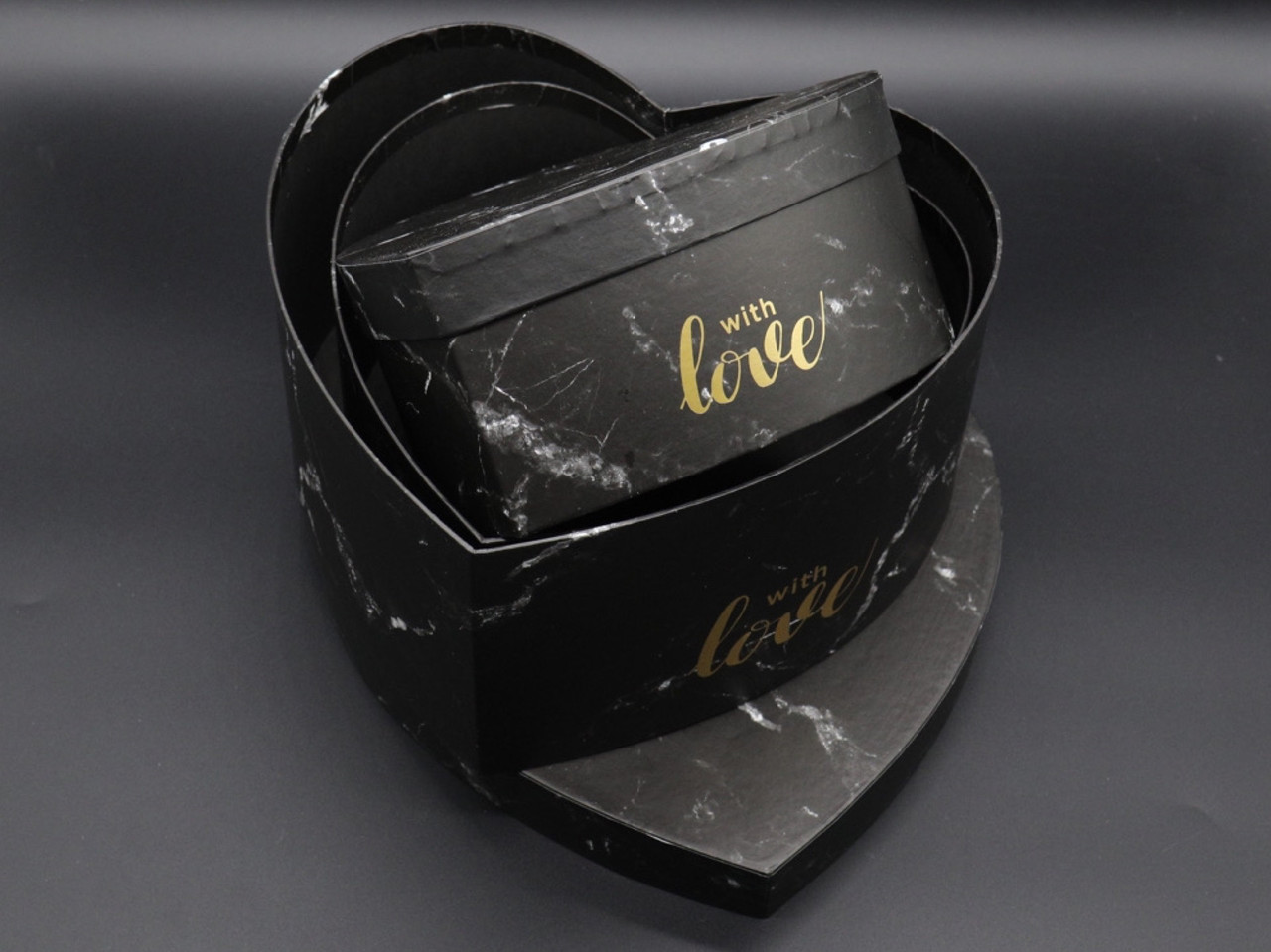 Коробка подарункова "Серце". Колір чорний. 25х25х12см. 3 шт./комплект