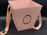 Шляпочные коробки для цветов подарочные флористические Цвет розовый. 25х24см
