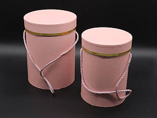 Коробки для квітів зі шнурочком. 2шт/коплект. Колір рожевий. 15х20см
