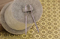 Серьги подвески Xuping Jewelry Тонкая палочка 5 см серебристые