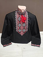 Дизайнерская мужская черная вышиванка с красной вышивкой и длинным рукавом Украина УкраинаТД 46-50 размеры