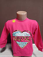 Утепленный батник реглан свитшот джемпер для девочки с микроначесом Турция Сердце 2-4 года