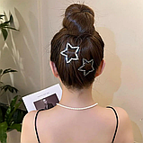 Набір 2 шт Заколка для волосся Зірка зі стразами Fashion 5 см білий, фото 3