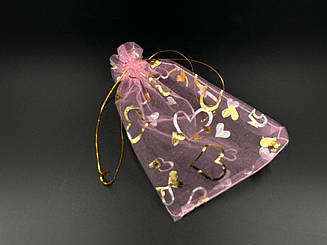 Подарункові мішечки з органзи. Колір світло рожевий. 13х18см