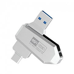 USB Flash Drive XO U50 USB3.0+Type C 128GB Колір Сталевий